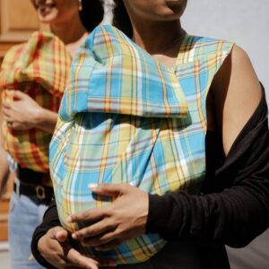 Porte bébé Gorilla Fin – Madras Bleu